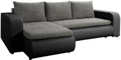 TEMPO KONDELA Kinyitható ülőgarnitúra, fekete/szürke, balos, BURAN ROH