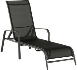 TEMPO KONDELA Rakásolható állítható kerti szék, fekete/szürke, ATREO - pepita