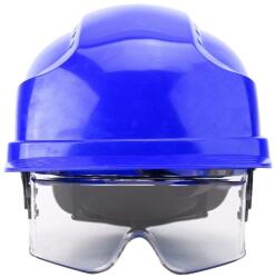 Védősisak, beépített szemüveg, UV védelem, kék