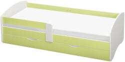 TEMPO KONDELA Ágy ráccsal és tárhellyel 80x160, Fehér/zöld, COCOLINO - pepita