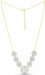  Arannyal Bevont Ezüst Nyaklánc Kognak Gyémánttal és Fehér Topázzal, Y61720