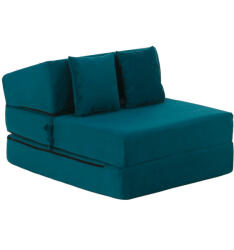 TEMPO KONDELA Összecsukható matrac/fotel, 2v1, petróleumzöld, PELOS