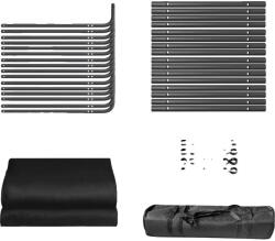  Háttér állványkeret, állítható magasságú, zöld képernyő hátterek, fekete 240x400 cm