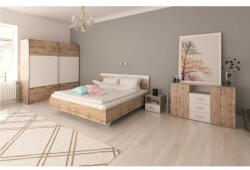 Tempo Hálószoba garnitúra (Ágy 160x200 cm), tölgy wotan/fehér, GABRIELA NEW