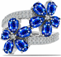  Ezüst Gyűrű Ausztrál Kék Zafírral és Fehér Topázzal, Y61666/54