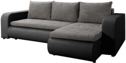 Tempo Kinyitható ülőgarnitúra, fekete/szürke, jobbos, BURAN ROH