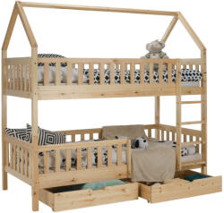 TEMPO KONDELA Montessori emeletes ágy, természetes, VENITA TYP 2 - pepita