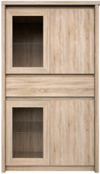 Tempo Vitrines szekrény, DTD laminált, tölgy sonoma, NORTY TYP 7