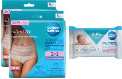 Canpol babies Canpol babies, set pentru mame dupa nastere: chiloti postnatali, marime S/M, 2 buc. + servetele umede, 60 buc