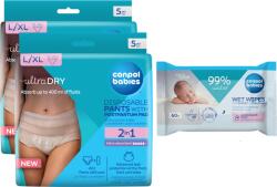 Canpol babies Canpol babies, set pentru mame dupa nastere: chiloti postnatali, marime L/XL, 2 buc. + servetele umede, 60 buc