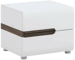 TEMPO KONDELA Éjjeliszekrény, fehér extra magas fényű HG/sonoma tölgy sötét trufla, LYNATET TYP 96 - pepita