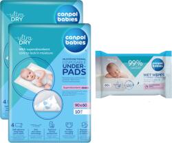 Canpol babies Canpol babies, set: tampoane sanitare multifunctionale, 90x60 cm, 2 buc. + servetele umede, 60 buc Saltea de infasat