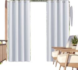  Kültéri függöny, vízálló, sötétítő funkció, ezüst fehér, SZ52xH108in-132x275cm, 2db