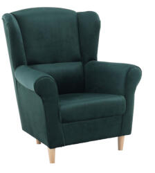 TEMPO KONDELA Füles fotel, szövet smaragd, CHARLOT