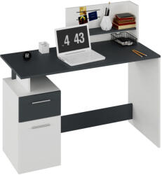 TEMPO KONDELA Számítógépasztal, fehér/grafit, PLATON NEW - pepita