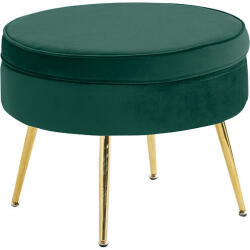 TEMPO KONDELA Luxus zsámoly/puff, smaragd Velvet szövet/króm arany, Art-deco, NOBLIN TYP 1 - pepita