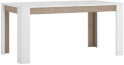 TEMPO KONDELA Széthúzható étkezőasztal, fehér extra magasfényű HG/sonoma tölgy sötét trufla, 160-200x90 cm, LYNATET TYP 75 - pepita