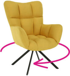 TEMPO KONDELA Dizájnos forgó fotel, sárga/fekete, KOMODO