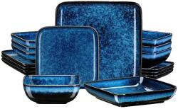  Vacsorakészlet, zöld négyzet alakú, kerámia anyagú, KÉK-16 DARABOS