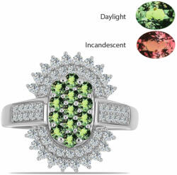  Ezüst Gyűrű Természetes Alexandrittal és Fehér Topázzal, Y62019/54