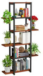 TEMPO KONDELA Polcállvány, fekete/rusztikus fa, LEMY - pepita