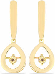  Arannyal Bevont Ezüst Fülbevaló Kognak Gyémánttal, Y61707