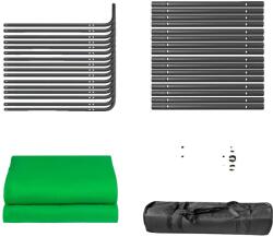  Háttér állványkeret, állítható magasságú, zöld képernyő hátterek, zöld 240x400 cm