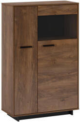 Tempo Komód/Vitrin, bolzano tölgy/fekete, jobbos, DELIS C2