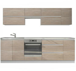 TEMPO KONDELA Elemes konyhabútor 2, 6m, fehér/tölgy sonoma, LINE NEW