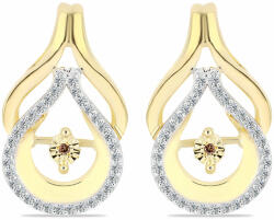  Arannyal Bevont Ezüst Fülbevaló Kognak Gyémánttal és Fehér Topázzal, Y61706