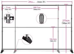  Háttér állványkeret, állítható méretű, erős szerkezet, dupla 2, 7 x 3, 4 M