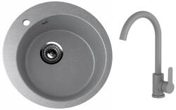 Ulgran U-405-342 Gránit Mosogatótálca és Gamma DECO Mosogató Csaptelep Szett - Matt szürke (U-405-342-BD-GPG) - watermarkt