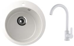 Ulgran U-405-341 Gránit Mosogatótálca és Gamma DECO Mosogató Csaptelep Szett - Fehér (U-405-341-BD-WH) - watermarkt
