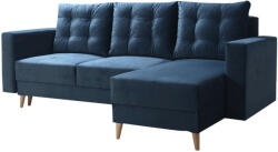 TEMPO KONDELA Kinyitható ülőgarnitúra, kék, jobbos, BLEKY ROH