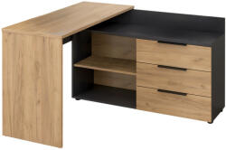 TEMPO KONDELA Sarok számítógépasztal, grafit/artisan tölgy, KLAUDIUS TYP 9 - pepita