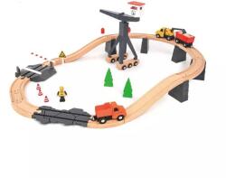 Tooky Toy Tooky Toy: Дървен комплект за писта - Строителство, 35 части (TH682)