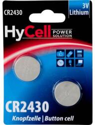 HyCell CR2430 lítium gombelem, 3 V, 300 mA, 2 db, HyCell BR2430, DL2430, ECR2430, KCR2430, KL2430, KECR2430, LM2430 (5020172) (5020172)