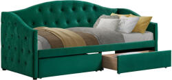 TEMPO KONDELA Ágy tárhellyel, 90x200, zöld Velvet szövet, ZASKA