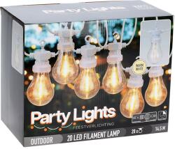 ProGarden 20 LED Hosszabbítható Fehér Gumi Vezetékes Lámpafüzér, Teraszvilágítás, Időzíthető, Ip44, A60, 14, 5 m - Meleg Fehér