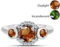  Ezüst Gyűrű Minősített laboratóriumban előállított Anatóliai Zultanit-tal és Fehér Topázzal, Y61997/57