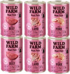  Wild Farm WILD FARM Pate marha, sertés, bárány 6x400g - gluténmentes macskatáp