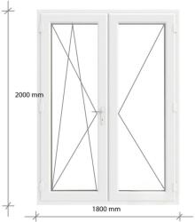 Decco 180x200 Kétszárnyas Erkélyajtó Középen felnyíló + Bukó - Nyíló kivitelben