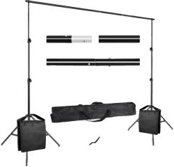  Háttérállvány, állítható magasságú, komplett készlet, új homokzsák, 2x3M