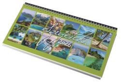 REALSYSTEM 2026 Szigetek 7971-04 képes kék fekvő asztali naptár (7971-04) - pcx