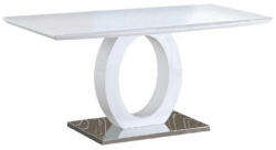 TEMPO KONDELA Étkezőasztal, fehér magas fény/acél, 150x80 cm, ZARNI - pepita