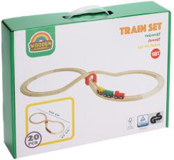 Progarden 20 Részes Klasszikus Fa Játék Vonat Készlet, Híddal Vonattal, és 2 Vagonnal 102x42 cm