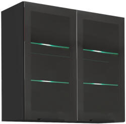 Tempo Felső szekrény, fekete, ARAKA/MENZO/SIBER 80 GS-72 2F - pepita