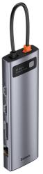 Baseus Type-C HUB 11in1 (aktív, 3 USB+Type-C+RJ45+2 HDMI+VGA+3.5mm jack, SD/microSD kártyolvasó) SÖTÉTSZÜRKE CAHUB-CT0G (CAHUB-CT0G)