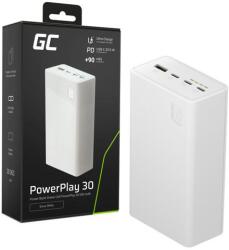 Green Cell PowerPlay 30 - fehér power bank 30 000 mAh kapacitással, 22, 5W, 4 porttal (GC-36880)