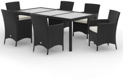 CASARIA Madrid 6 személyes polyrattan kerti étkező szett kerti bútor fekete (994627)